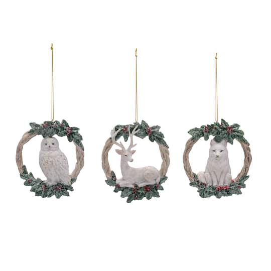 Melrose 4.25" Animal Wreath Ornament Set